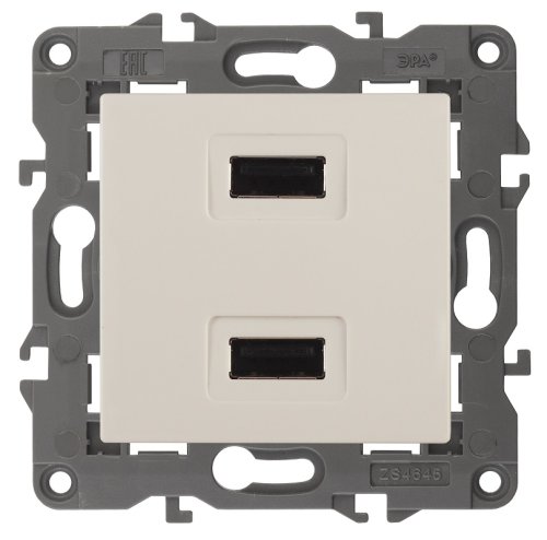 Розетка USB тип A+A без рамки Эра Elegance 2-м. 2100мА слоновая кость картинка